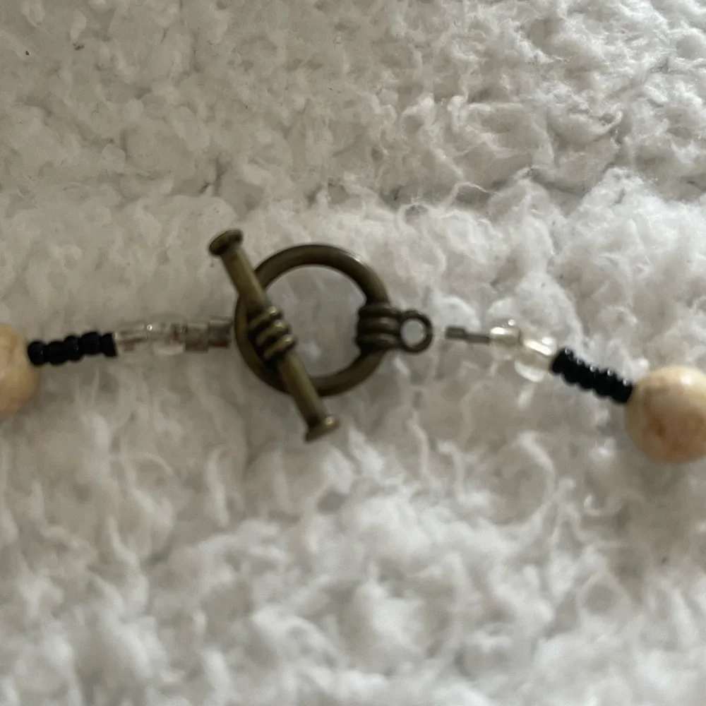 Hand Crafted Boho Inspired Turquoise and Cream Beaded Necklace. NWOT.